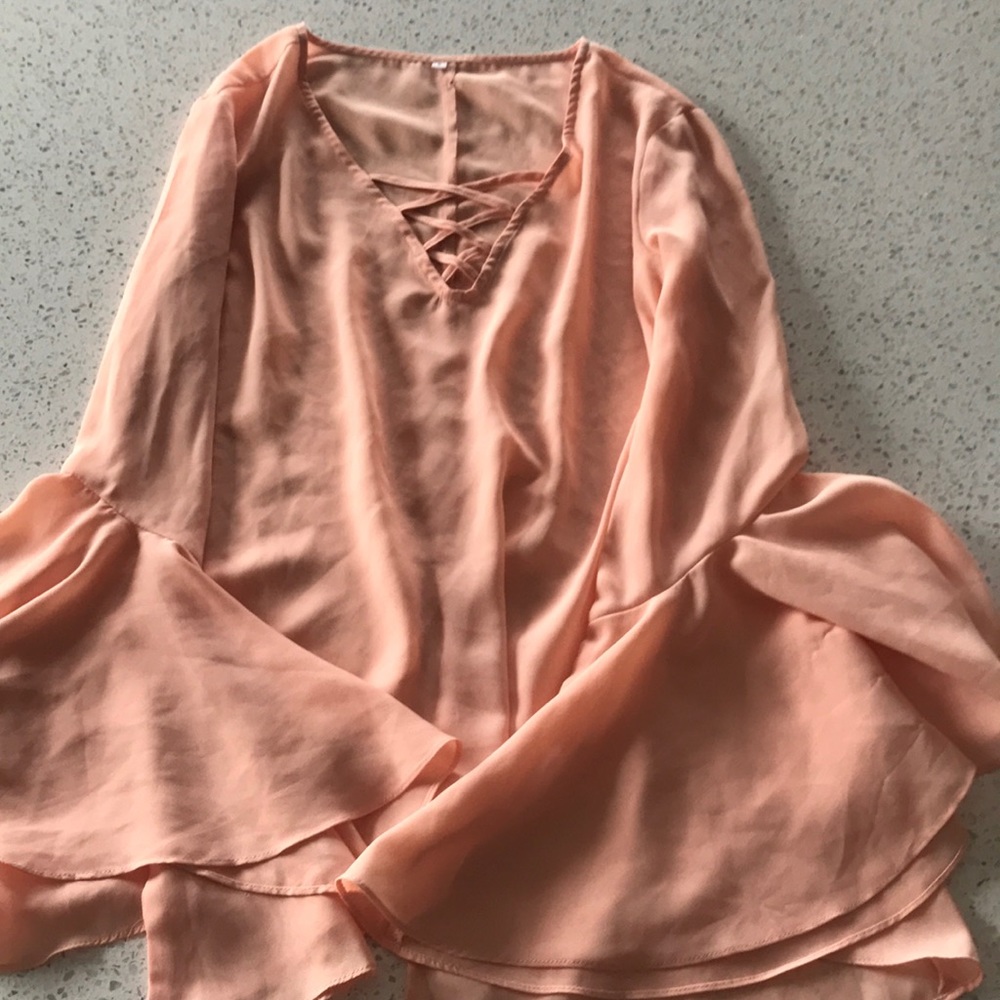 Peach blouse with bell sleeves size S